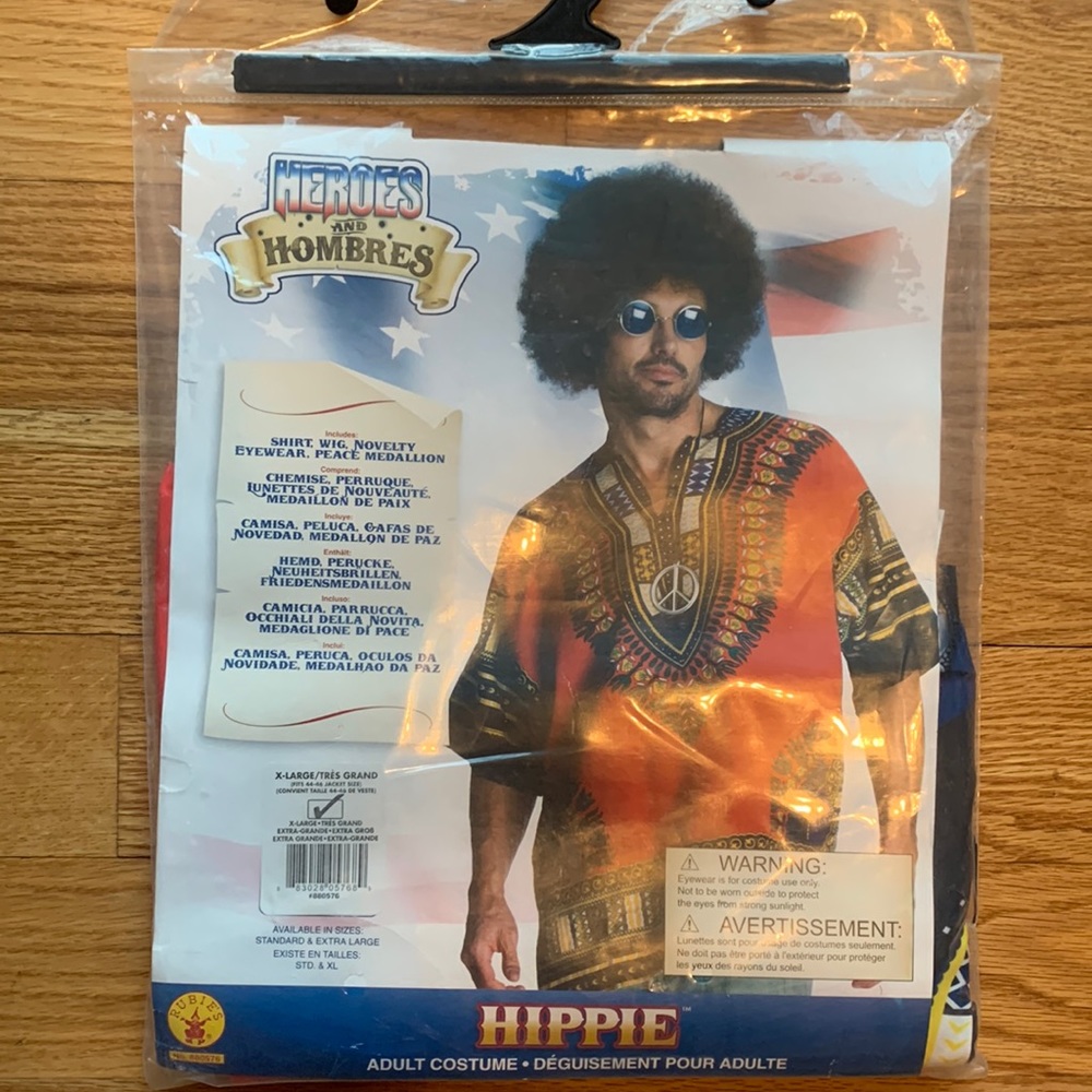 Heroes and Hombres hippie Mens costume size XL